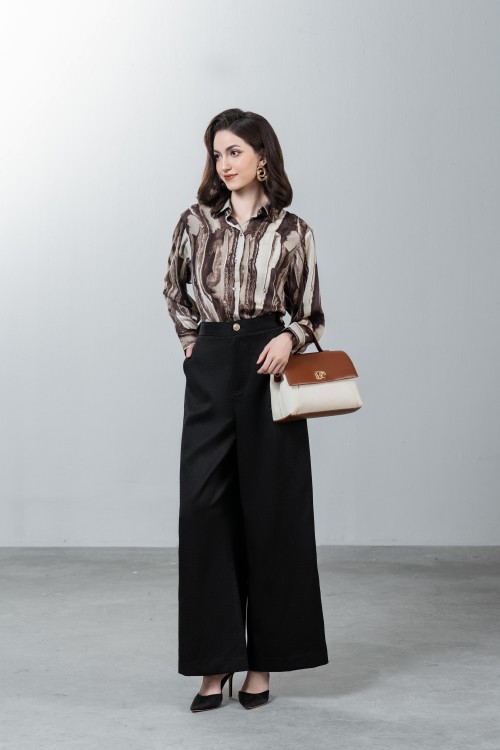 Sixdo Black Wide Leg Woven Pants 5